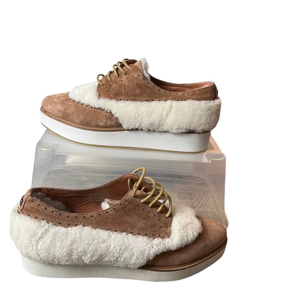 Australia Luxe Collective Brown & White Shearling lace up Platform Loafers - Picture 6 of 6